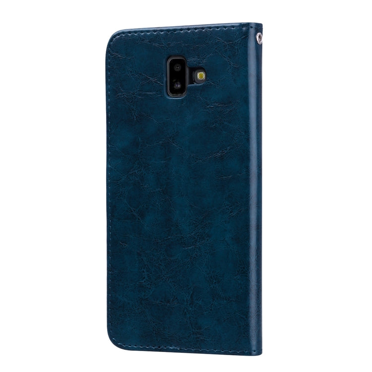 Business Style Oil Wax Texture Horizontal Flip Leather Case for Galaxy J6+, with Holder & Card Slots & Wallet