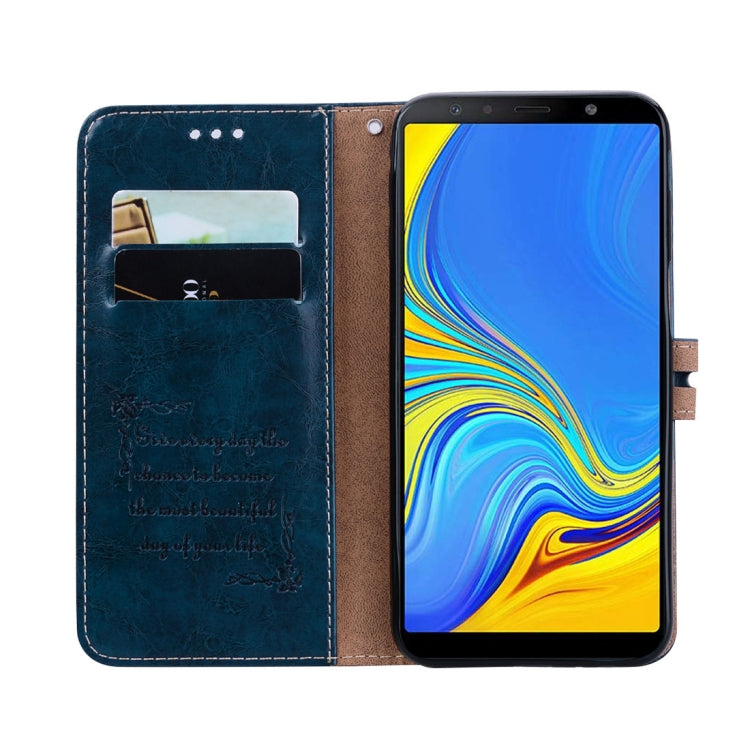 Business Style Oil Wax Texture Horizontal Flip Leather Case for Galaxy J6+, with Holder & Card Slots & Wallet