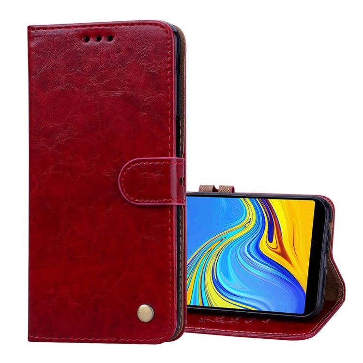 Business Style Oil Wax Texture Horizontal Flip Leather Case for Galaxy J6+, with Holder & Card Slots & Wallet