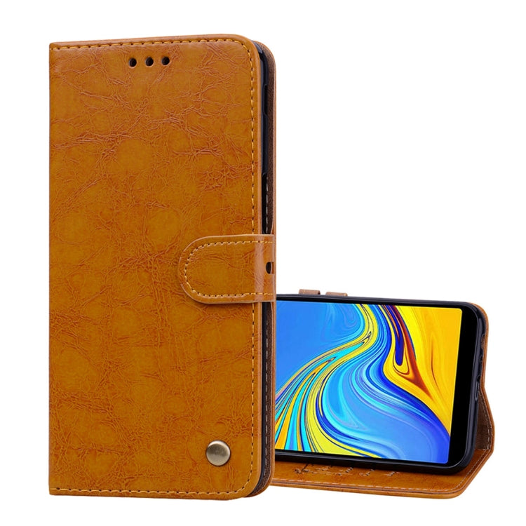 Business Style Oil Wax Texture Horizontal Flip Leather Case for Galaxy J6+, with Holder & Card Slots & Wallet