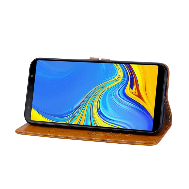 Business Style Oil Wax Texture Horizontal Flip Leather Case for Galaxy J6+, with Holder & Card Slots & Wallet