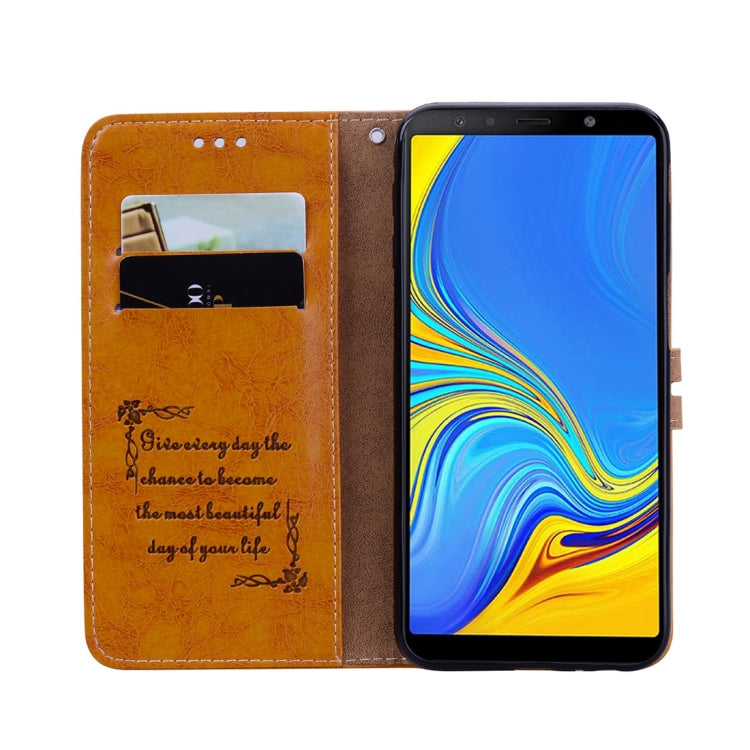 Business Style Oil Wax Texture Horizontal Flip Leather Case for Galaxy J6+, with Holder & Card Slots & Wallet