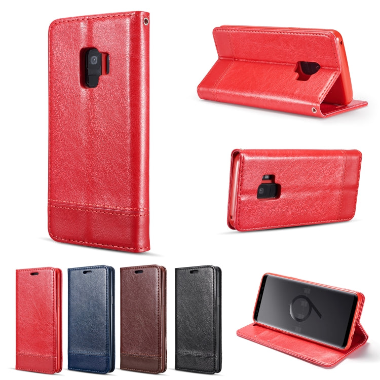 Double-sided Absorption Splicing Horizontal Flip Leather Case for Galaxy S9,