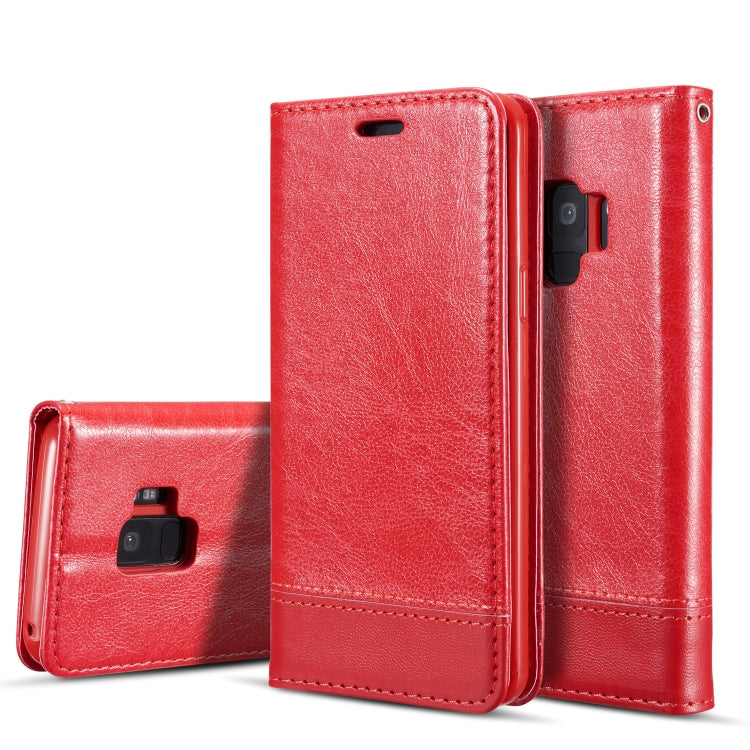 Double-sided Absorption Splicing Horizontal Flip Leather Case for Galaxy S9,