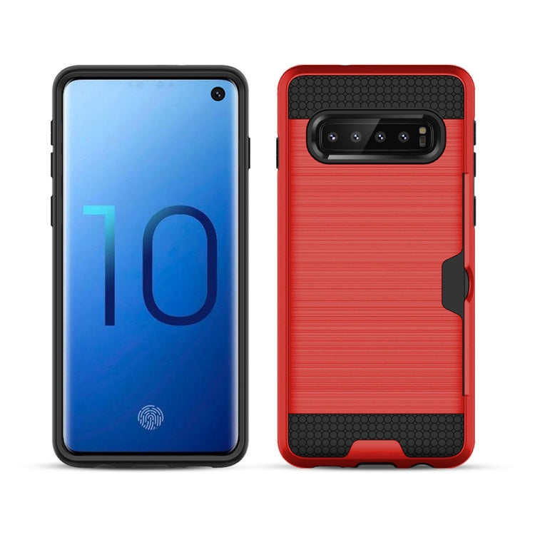 Brushed Texture PC + TPU Protective Case for Galaxy S10+, with Card Slot