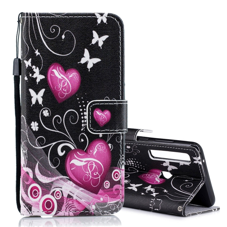 Peach Heart Pattern Horizontal Flip Leather Case for Galaxy A9 (2018) / A9s, with Holder & Card Slots & Wallet