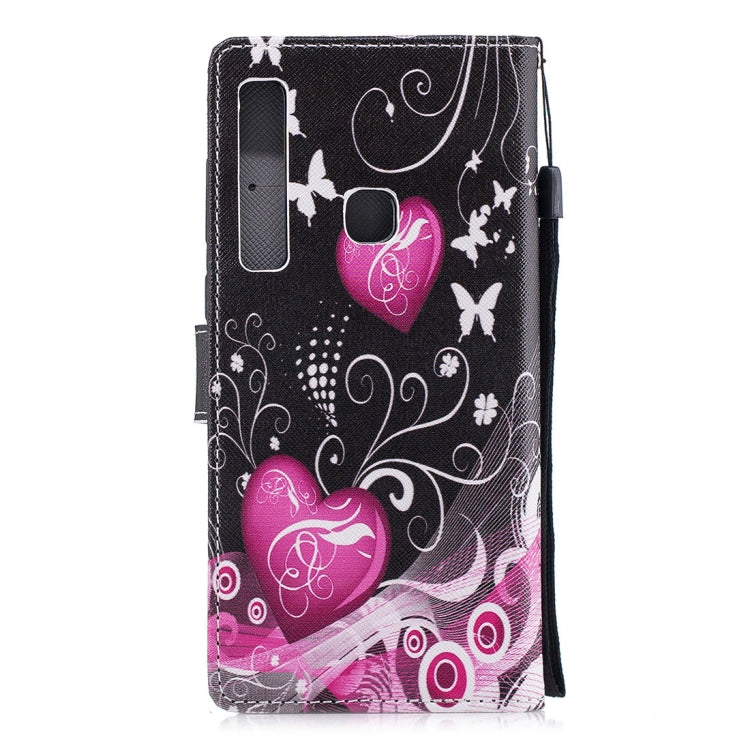 Peach Heart Pattern Horizontal Flip Leather Case for Galaxy A9 (2018) / A9s, with Holder & Card Slots & Wallet