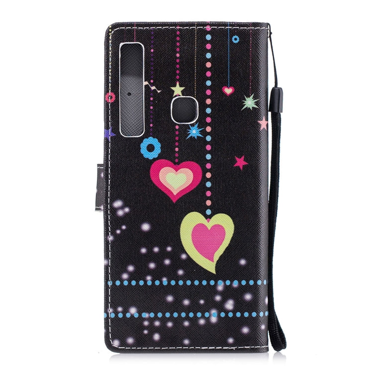 Colored Heart Pattern Horizontal Flip Leather Case for Galaxy A9 (2018) / A9s, with Holder & Card Slots & Wallet