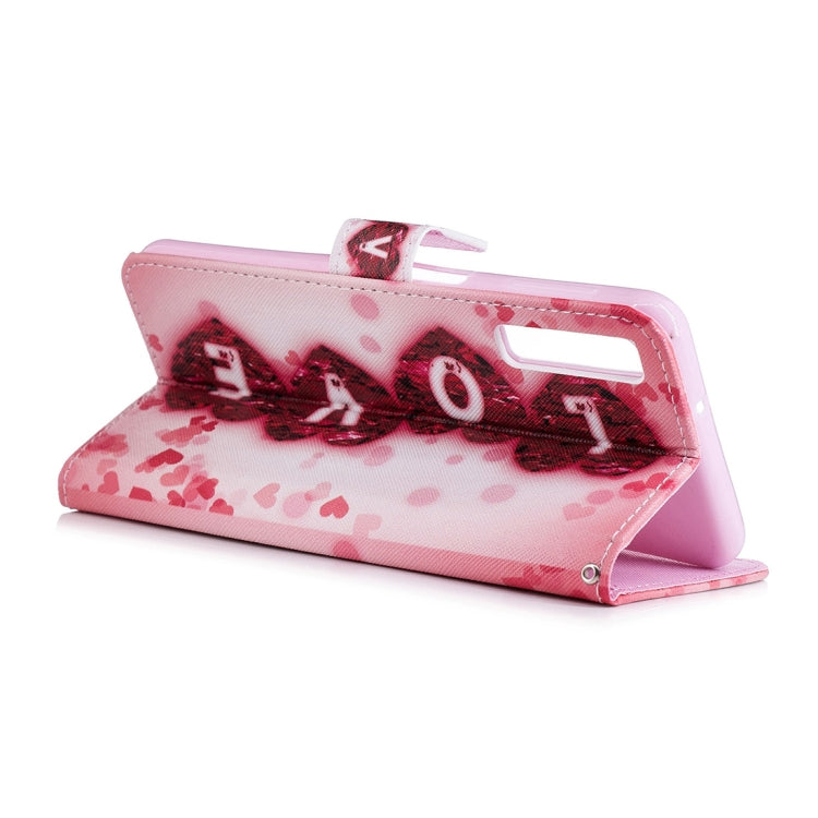 Love Pattern Horizontal Flip Leather Case for Galaxy A7 (2018), with Holder & Card Slots & Wallet