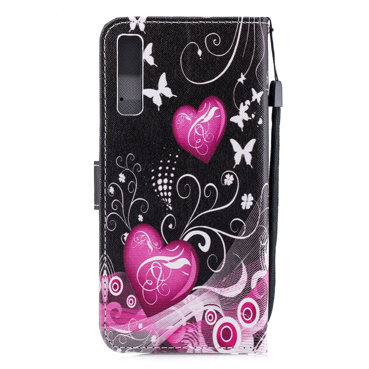 Peach Heart Pattern Horizontal Flip Leather Case for Galaxy A7 (2018), with Holder & Card Slots & Wallet