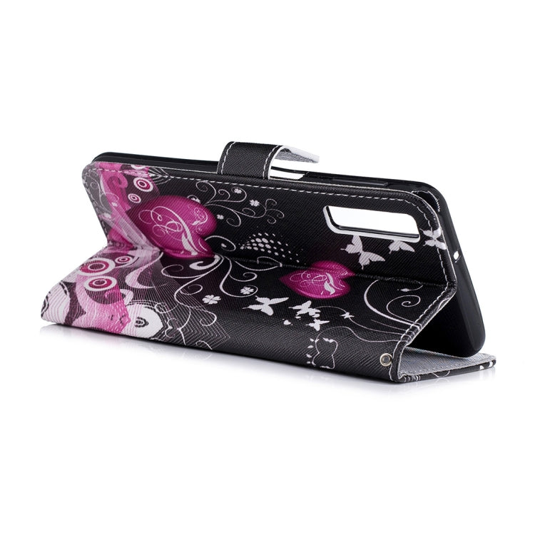 Peach Heart Pattern Horizontal Flip Leather Case for Galaxy A7 (2018), with Holder & Card Slots & Wallet