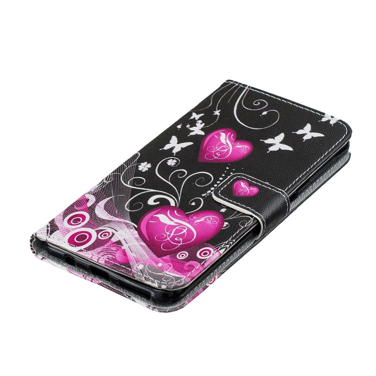 Peach Heart Pattern Horizontal Flip Leather Case for Galaxy A7 (2018), with Holder & Card Slots & Wallet