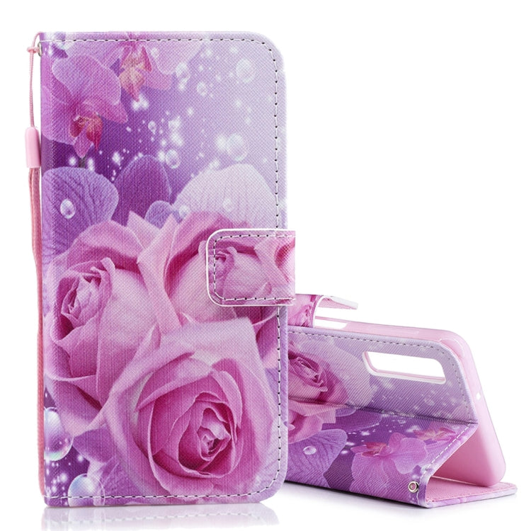 Rose Pattern Horizontal Flip Leather Case for Galaxy A7 (2018), with Holder & Card Slots & Wallet