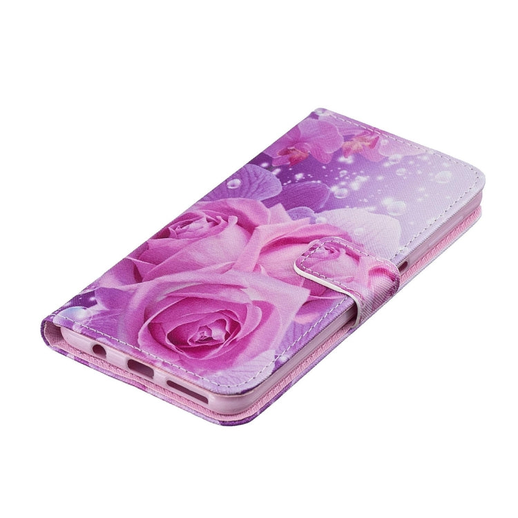 Rose Pattern Horizontal Flip Leather Case for Galaxy A7 (2018), with Holder & Card Slots & Wallet