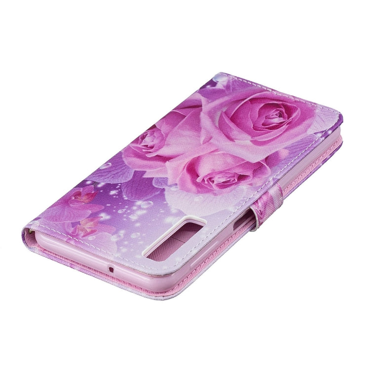 Rose Pattern Horizontal Flip Leather Case for Galaxy A7 (2018), with Holder & Card Slots & Wallet