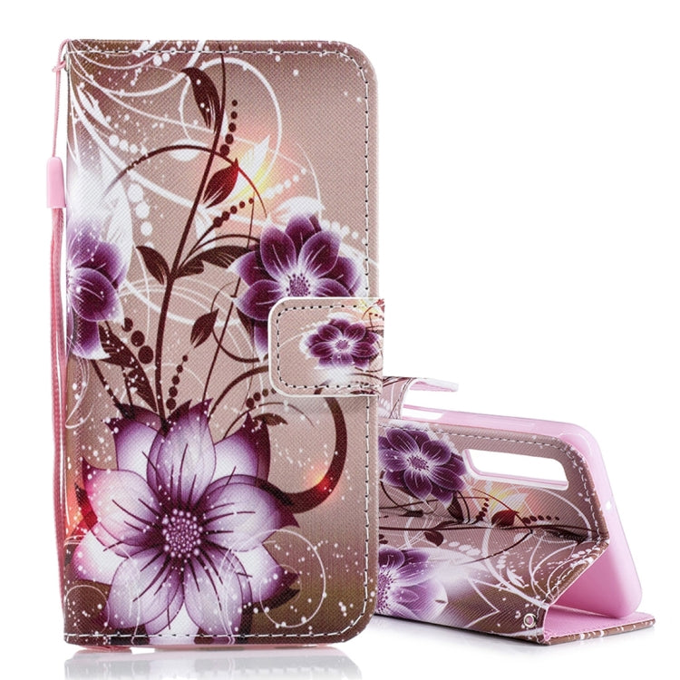 Lotus Pattern Horizontal Flip Leather Case for Galaxy A7 (2018), with Holder & Card Slots & Wallet