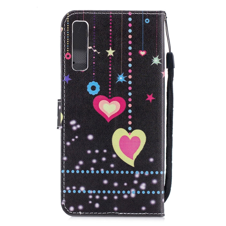 Colored Heart Pattern Horizontal Flip Leather Case for Galaxy A7 (2018), with Holder & Card Slots & Wallet