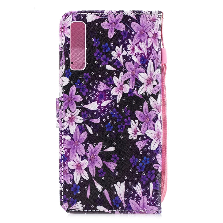 Lily Pattern Horizontal Flip Leather Case for Galaxy A7 (2018), with Holder & Card Slots & Wallet