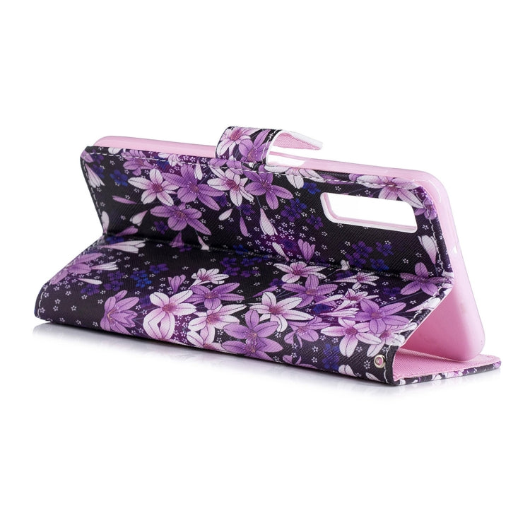Lily Pattern Horizontal Flip Leather Case for Galaxy A7 (2018), with Holder & Card Slots & Wallet