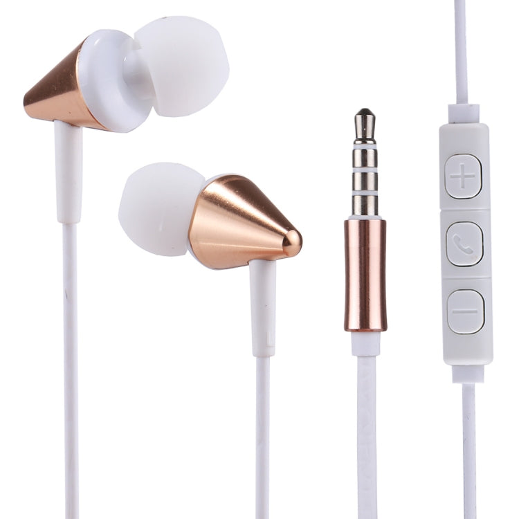 U-23 1.2m Bass Stereo Sound In-ear Wire Control Earphone with Mic, For iPhone, iPad, Galaxy, Huawei, Xiaomi, LG, HTC and Other Smartphones(Gold)