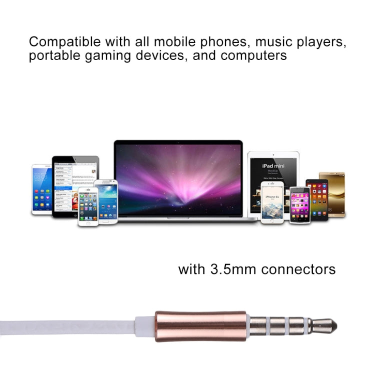 U-23 1.2m Bass Stereo Sound In-ear Wire Control Earphone with Mic, For iPhone, iPad, Galaxy, Huawei, Xiaomi, LG, HTC and Other Smartphones(Gold)