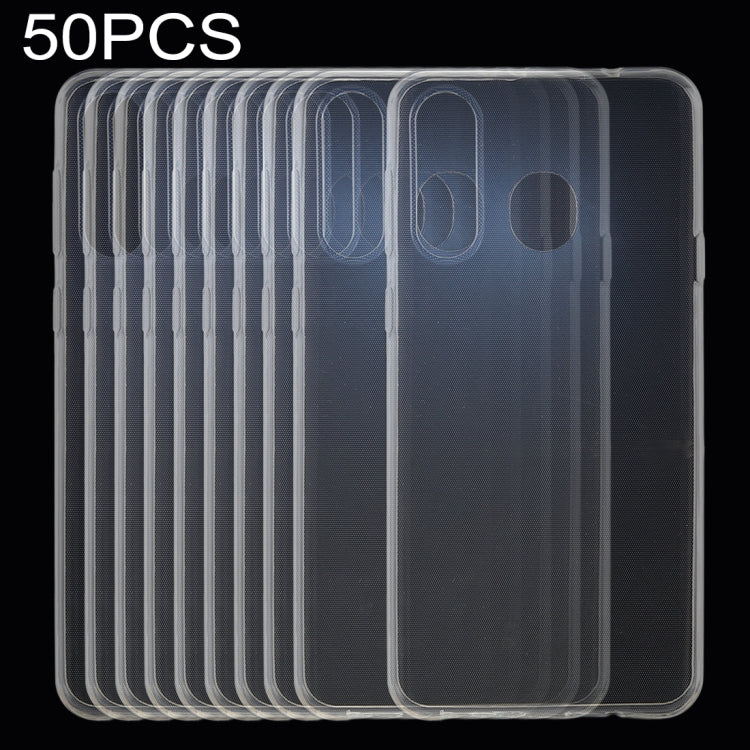 50 PCS 0.75mm Ultrathin Transparent TPU Soft Protective Case for Galaxy A8s