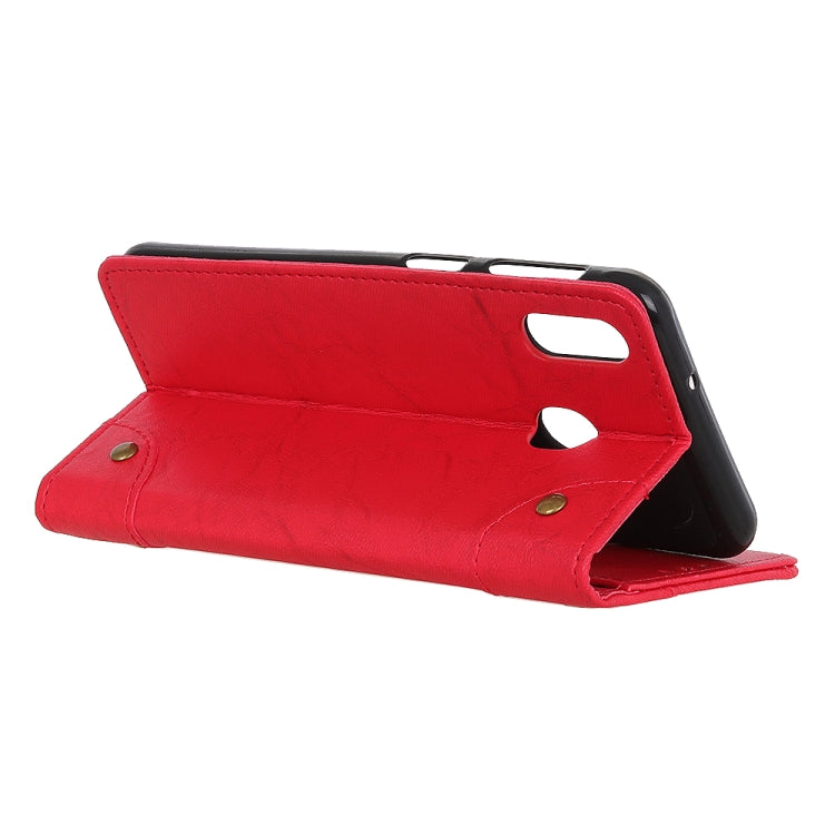 Copper Buckle Retro Crazy Horse Texture Horizontal Flip Leather Case for Galaxy M20, with Holder & Card Slots & Wallet