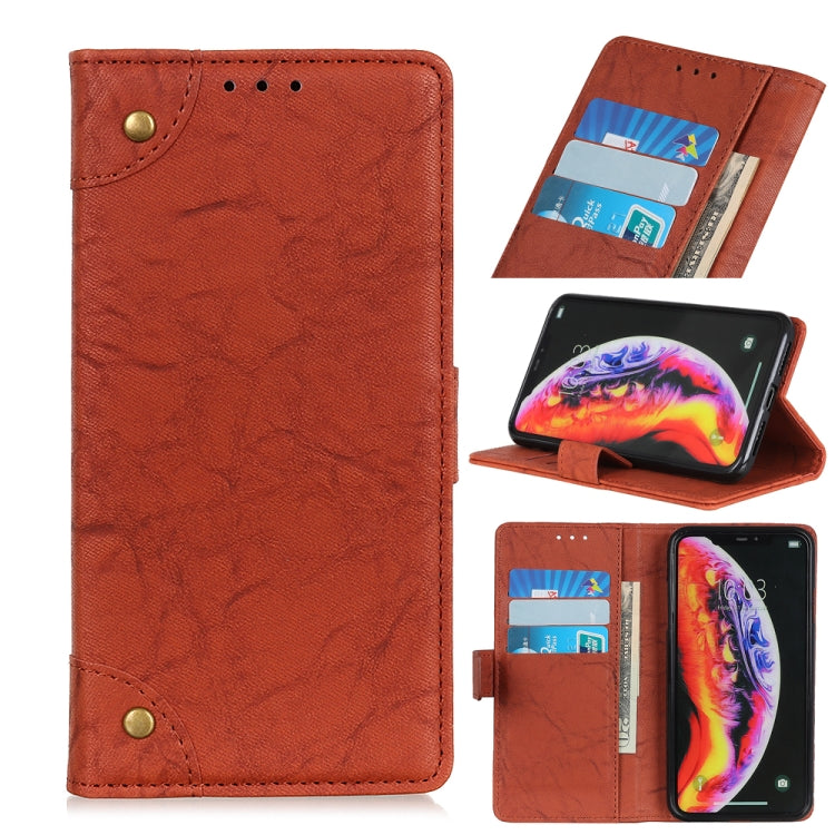 Copper Buckle Retro Crazy Horse Texture Horizontal Flip Leather Case for Galaxy M20, with Holder & Card Slots & Wallet