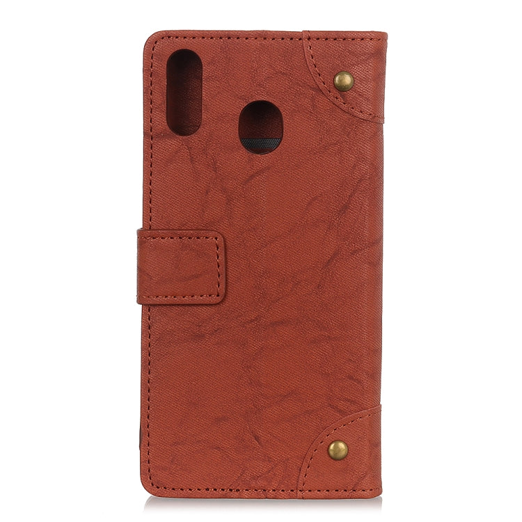 Copper Buckle Retro Crazy Horse Texture Horizontal Flip Leather Case for Galaxy M20, with Holder & Card Slots & Wallet