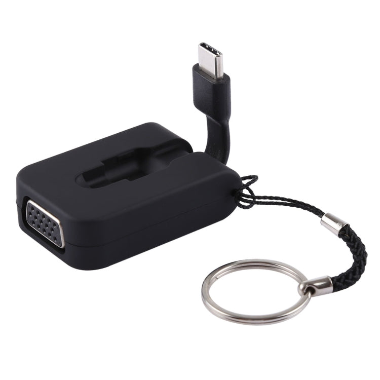 S-1616 1080P VGA to USB-C / Type-C Mini Adapter with Buckle (Black)