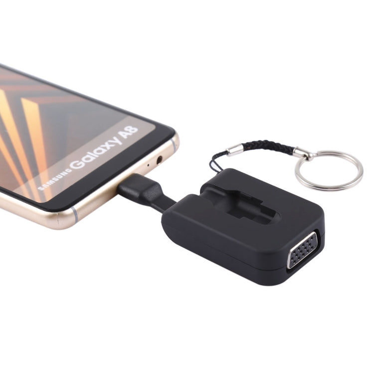 S-1616 1080P VGA to USB-C / Type-C Mini Adapter with Buckle (Black)