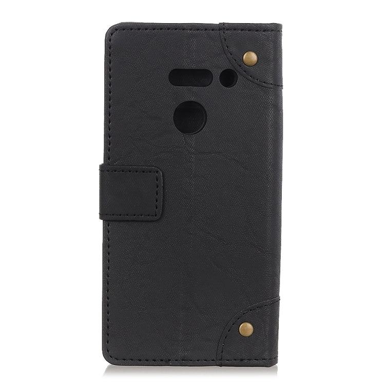 Copper Buckle Side-corner Fixed Retro Texture Horizontal Flip Leather Case For LG G8 ThinQ , With Holder & Three Cards