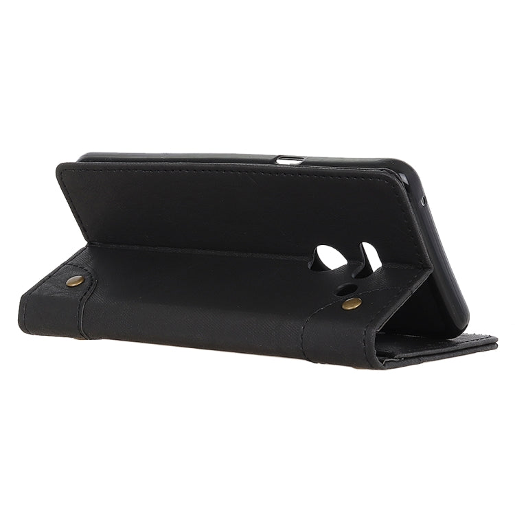 Copper Buckle Side-corner Fixed Retro Texture Horizontal Flip Leather Case For LG G8 ThinQ , With Holder & Three Cards