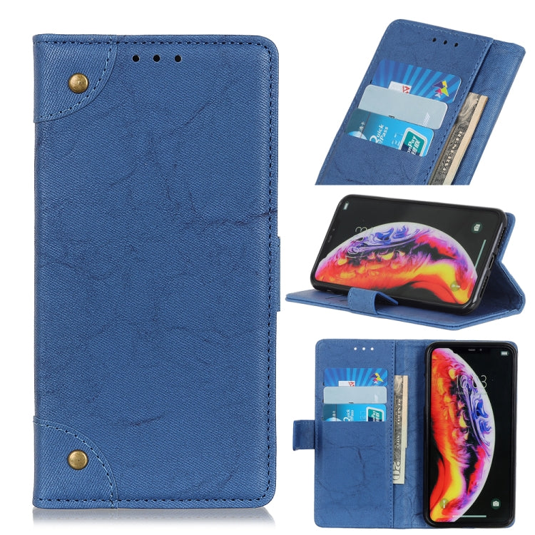Copper Buckle Side-corner Fixed Retro Texture Horizontal Flip Leather Case For LG G8 ThinQ , With Holder & Three Cards