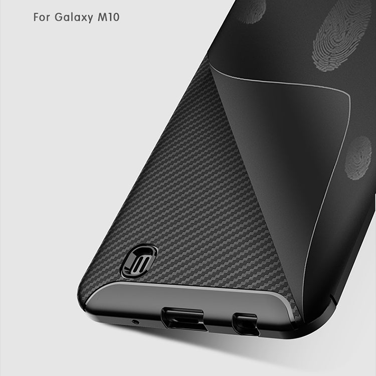 Beetle Series Carbon Fiber Texture Shockproof TPU Case for Galaxy M10(Black)