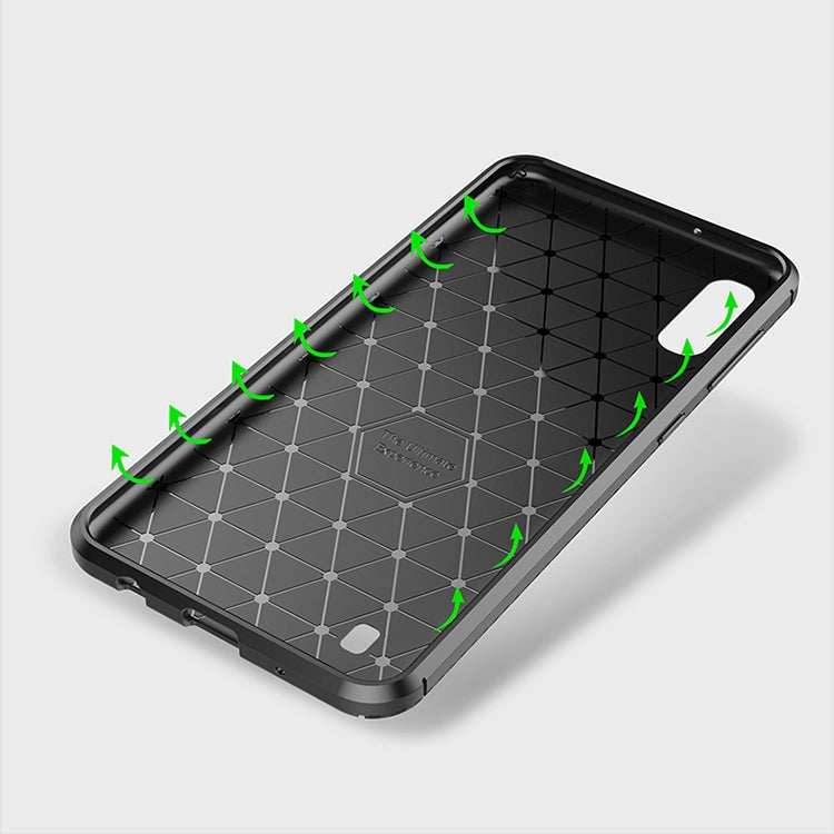 Beetle Series Carbon Fiber Texture Shockproof TPU Case for Galaxy M10(Black)