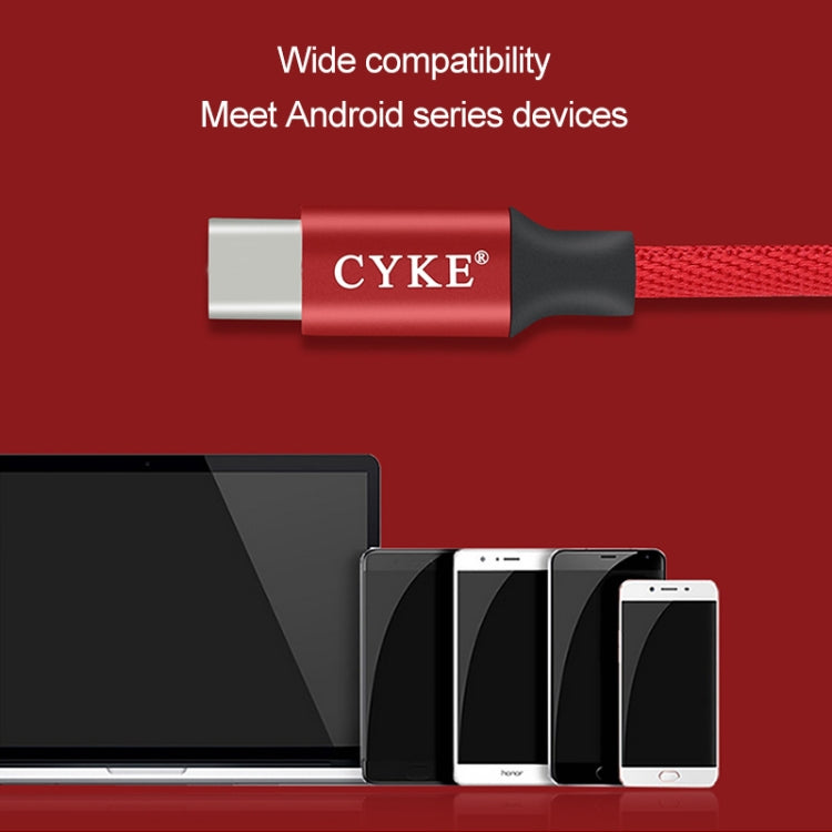 CYKE 2 in 1 2.4A USB-C / Type-C Charging + Transmission Cotton Braided Data Cable, Length: 1m (Red)