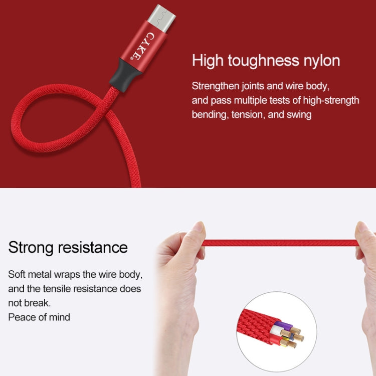 CYKE 2 in 1 2.4A Micro USB Charging + Transmission Cotton Braided Data Cable, Length: 1m(Red)