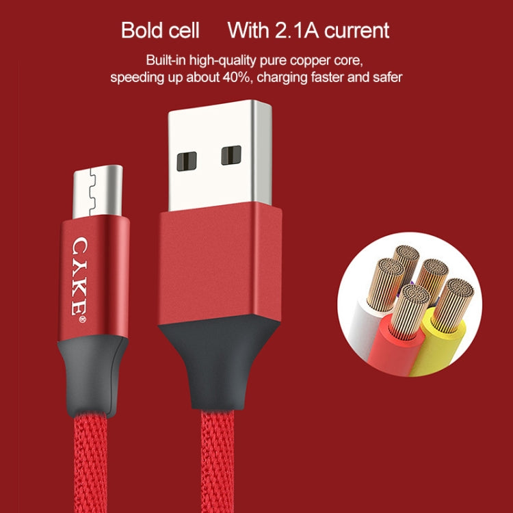 CYKE 2 in 1 2.4A Micro USB Charging + Transmission Cotton Braided Data Cable, Length: 1m(Red)