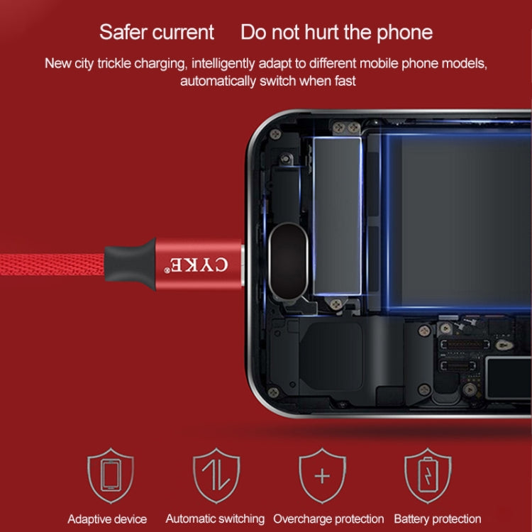 CYKE 2 in 1 2.4A Micro USB Charging + Transmission Cotton Braided Data Cable, Length: 1m(Red)