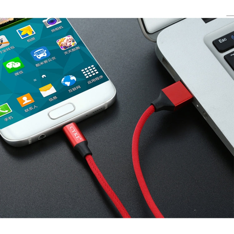 CYKE 2 in 1 2.4A Micro USB Charging + Transmission Cotton Braided Data Cable, Length: 1m(Red)