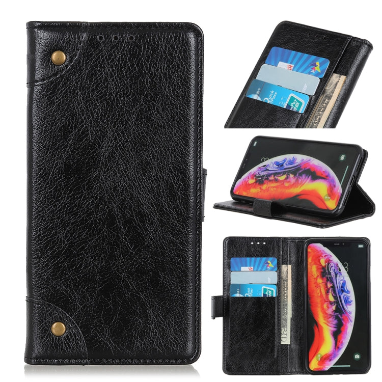 Copper Buckle Nappa Texture Horizontal Flip Leather Case for Galaxy A40, with Holder & Card Slots & Wallet
