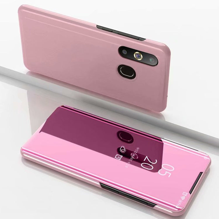Electroplating Mirror Horizontal Flip Leather Case for Galaxy A8s, with Holder