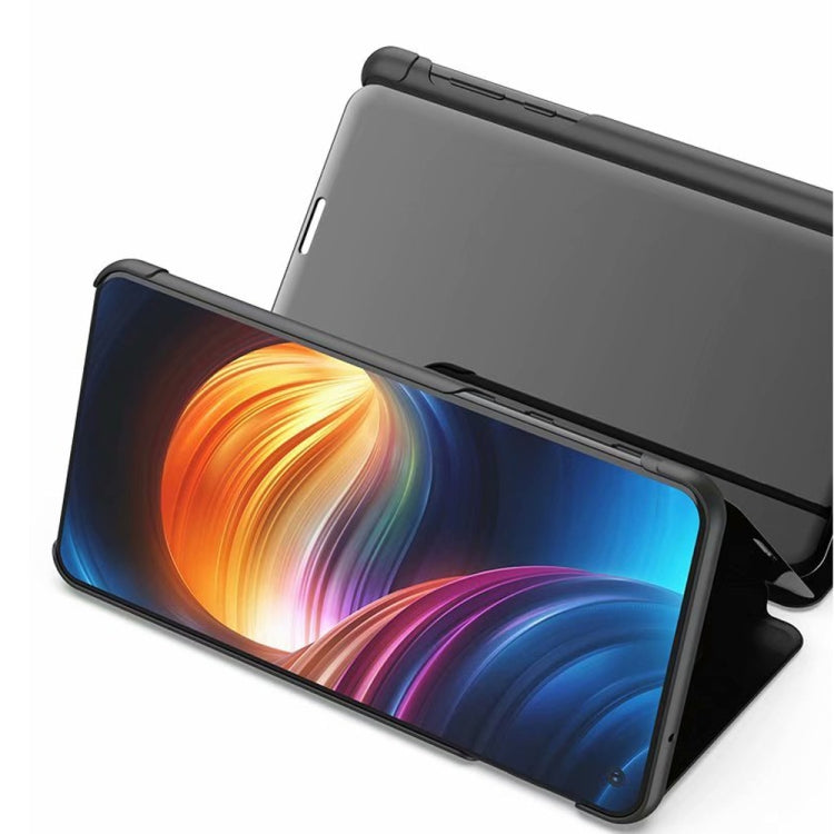 Electroplating Mirror Horizontal Flip Leather Case for Galaxy M20, with Holder
