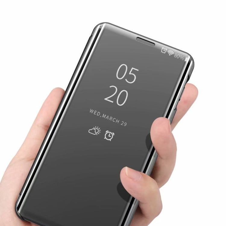 Electroplating Mirror Horizontal Flip Leather Case for Galaxy M20, with Holder