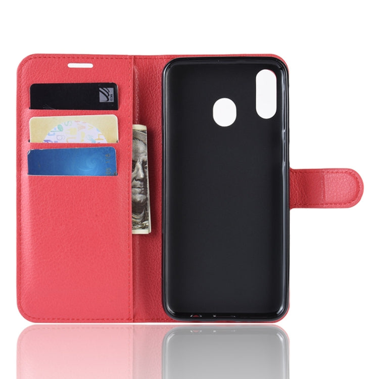 Litchi Texture Horizontal Flip Leather Case For Galaxy M20 ,With Holder & Wallet & Card Slots