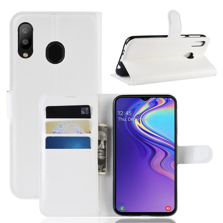 Litchi Texture Horizontal Flip Leather Case For Galaxy M20 ,With Holder & Wallet & Card Slots