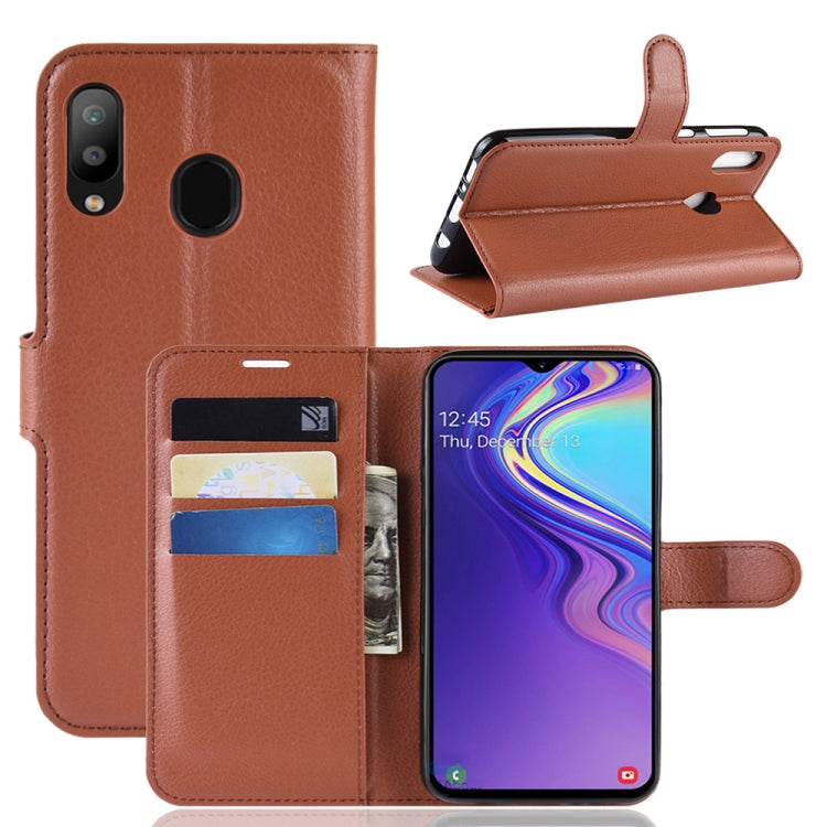 Litchi Texture Horizontal Flip Leather Case For Galaxy M20 ,With Holder & Wallet & Card Slots