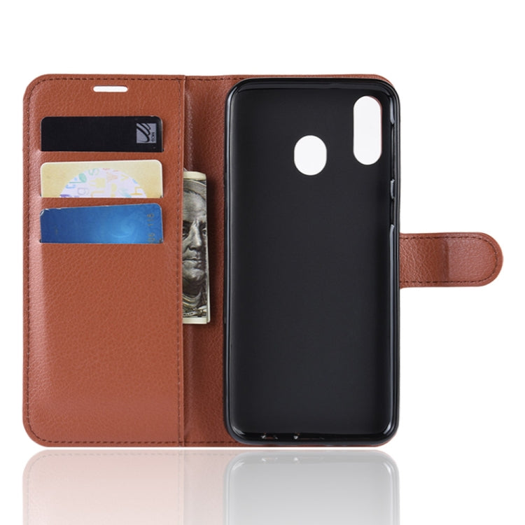 Litchi Texture Horizontal Flip Leather Case For Galaxy M20 ,With Holder & Wallet & Card Slots