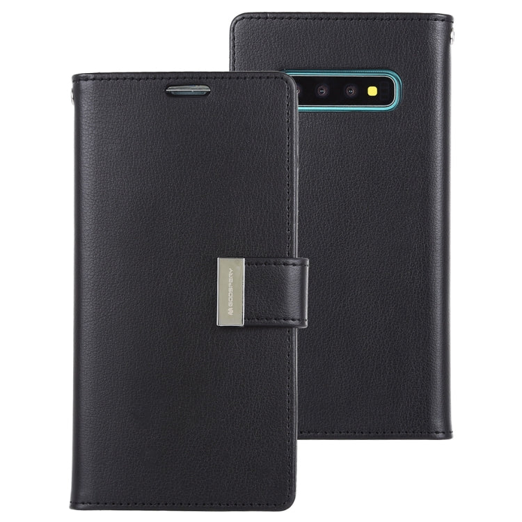 GOOSPERY RICH DIARY PU + TPU Crazy Horse Texture Horizontal Flip Leather Case for Galaxy S10, with Card Slots & Wallet & Photo frame